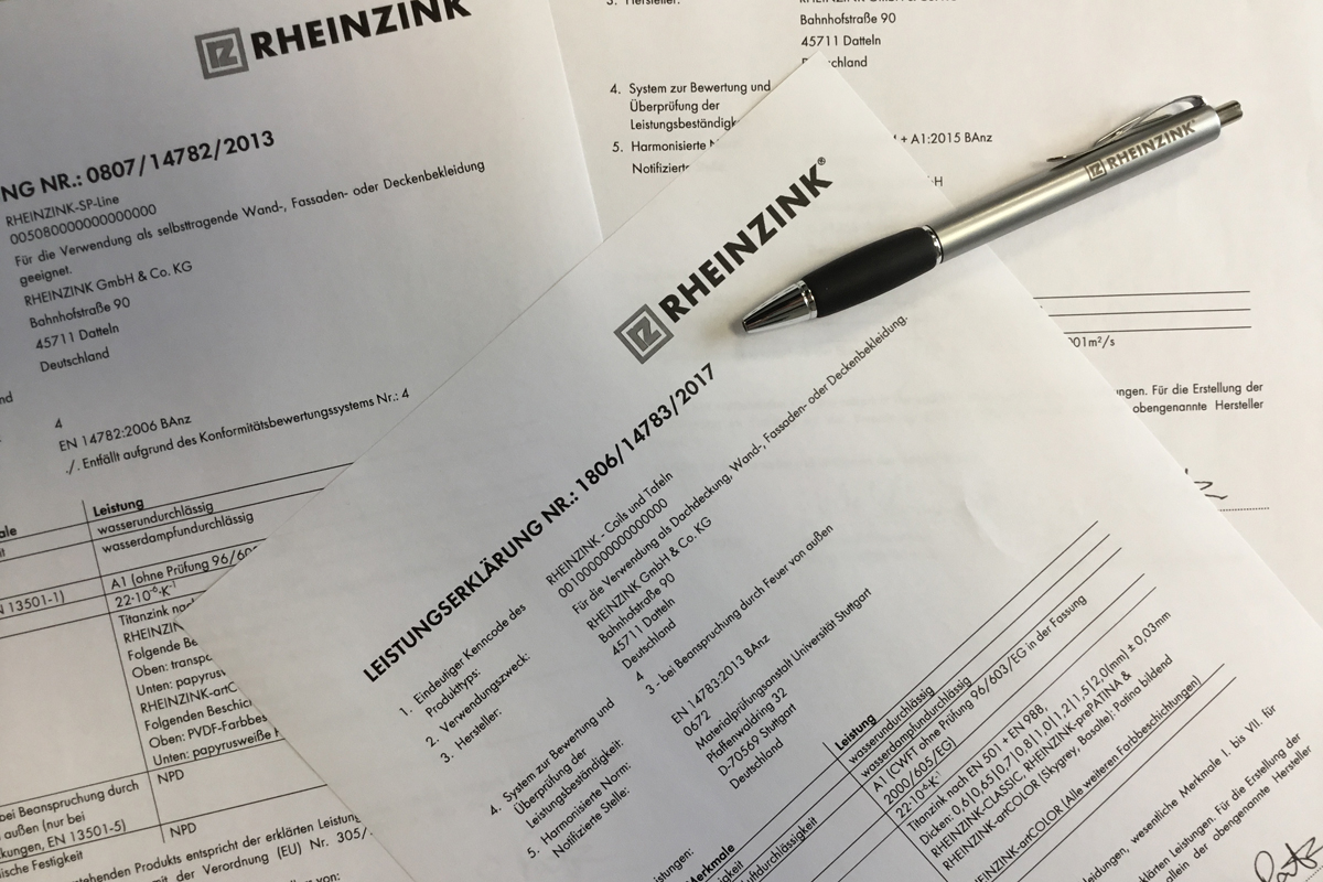 RHEINZINK - Leistungserklärungen | rheinzink.de